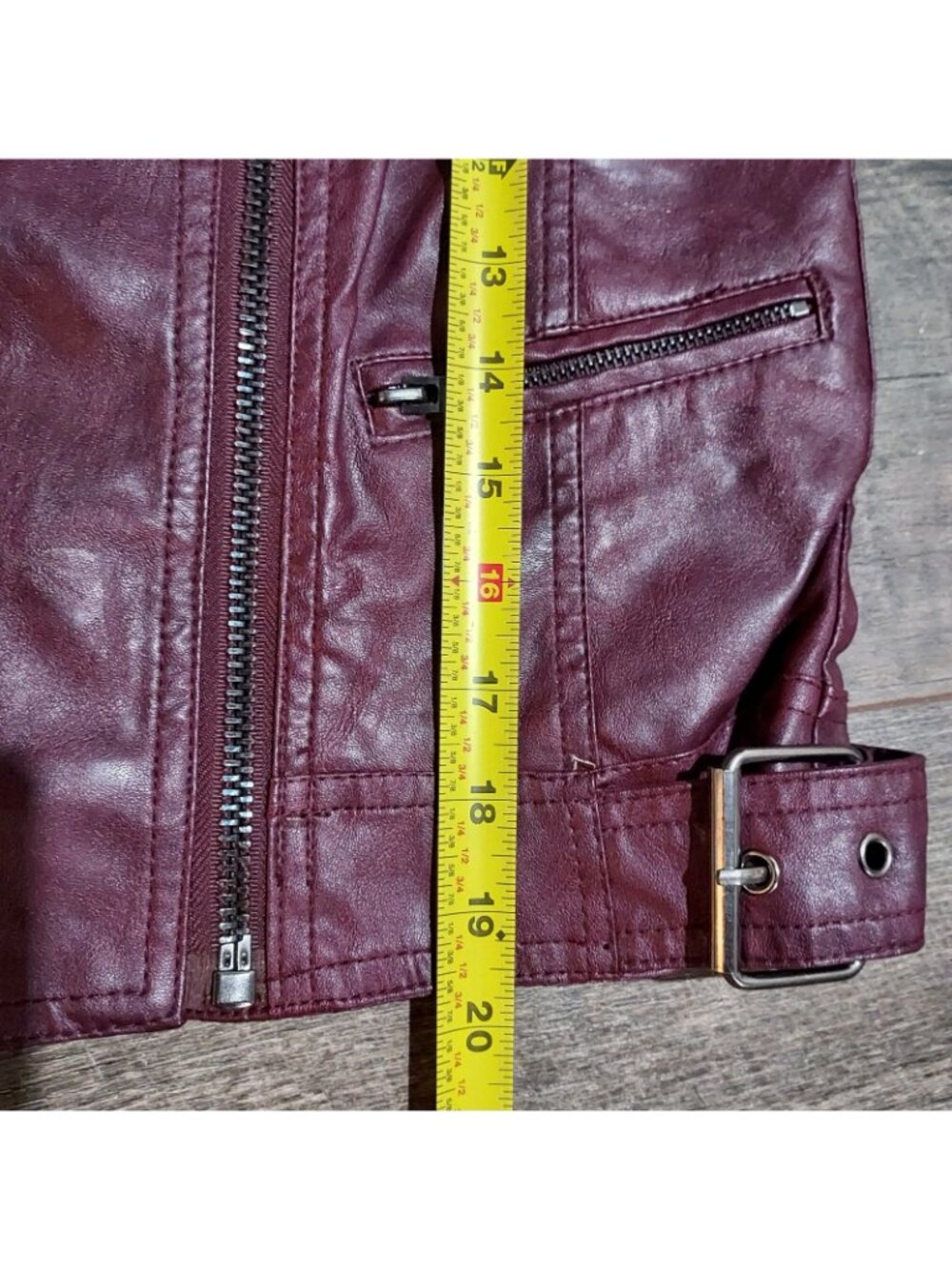 American Rag Cie Full Zip Burgendy Flux Leather Moto Gillet Biker Vest Size M - Picture 6 of 11